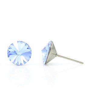 8mm Blue Crystal Earrings Studs | Swarovski Crystal Earrings | Hypoallergenic